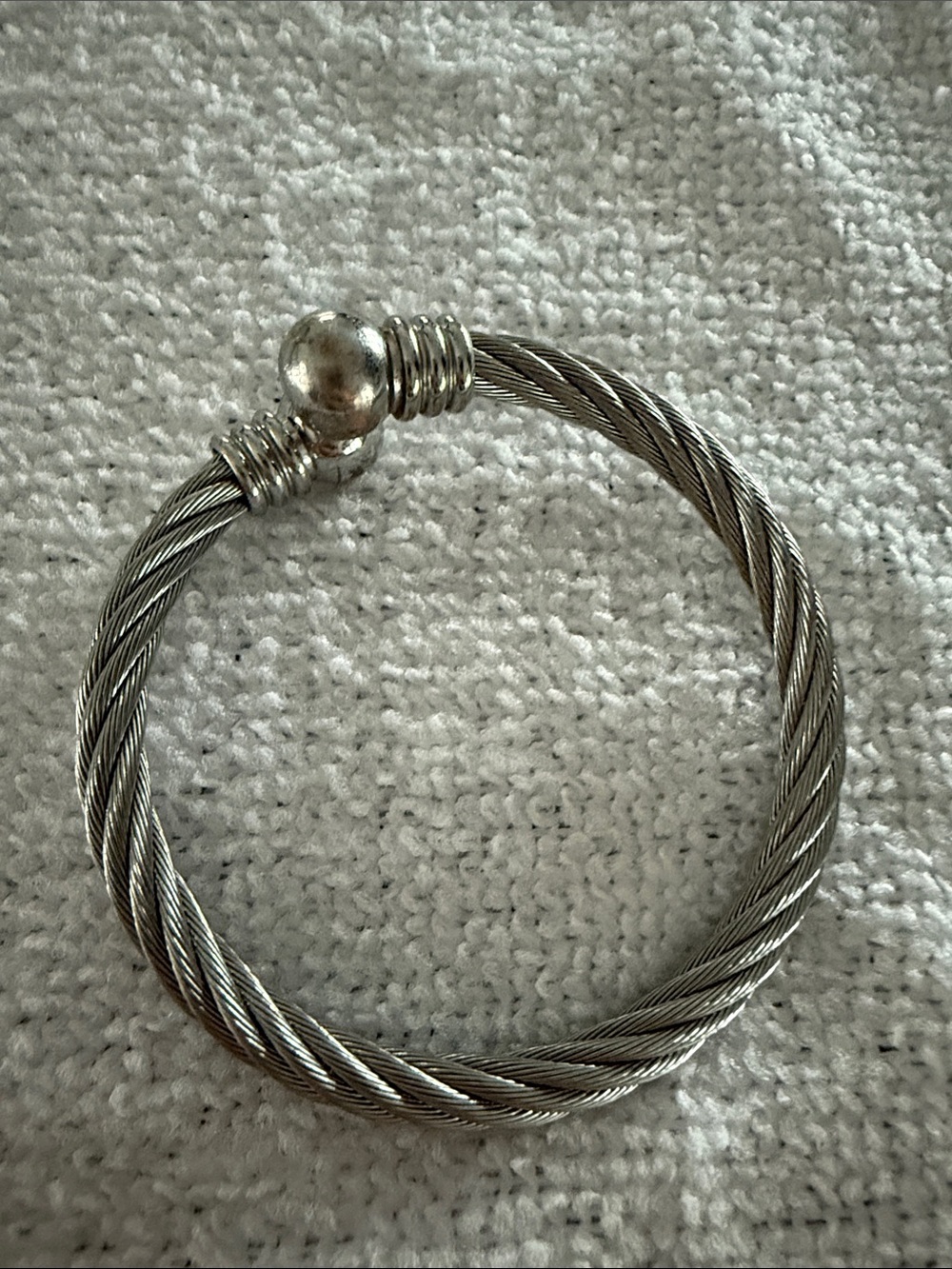 Twisted Cable Cuff Bracelet in Silver Tone